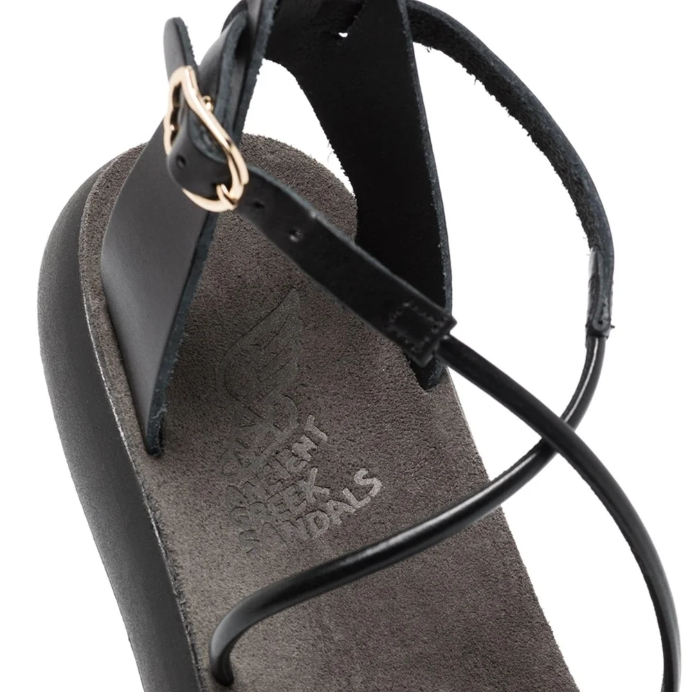Ancient Greek Sandals black leather